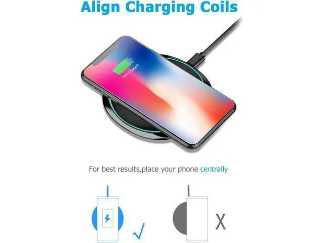 Alt view image 7 of 7 - NANAMI Fast Wireless Charger, 7.5W Qi Certified Charging Pad with QC3.0 Adapter USB Charger for iPhone 15/14/13/12/11 Pro Max/XR/8 Plus/Airpods 2,10W for Samsung S24 Ultra S23 S22 S21 S20/Note 20
