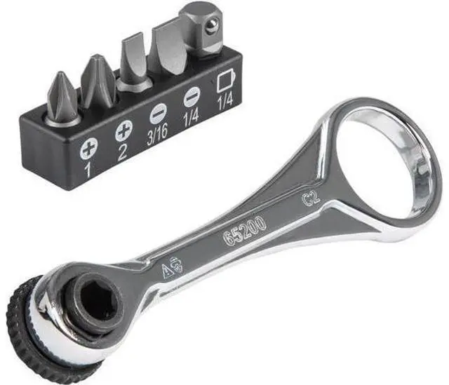 Main image of Klein Tools 65200 Ratchet Set, 5-Piece Mini Ratchet Set with Phillips, Slotted, and Adapter for Other Socket Sizes, For Tight Spaces