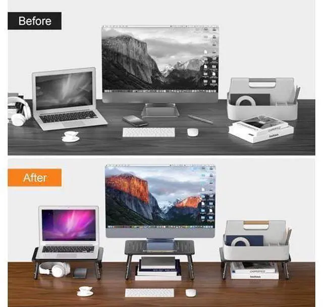Alt view image 4 of 7 - Bracwiser Foldable Monitor Riser Metal Computer Stand for Desk 3 Height Adjustable Laptop Stand with Pen Storage, MST013