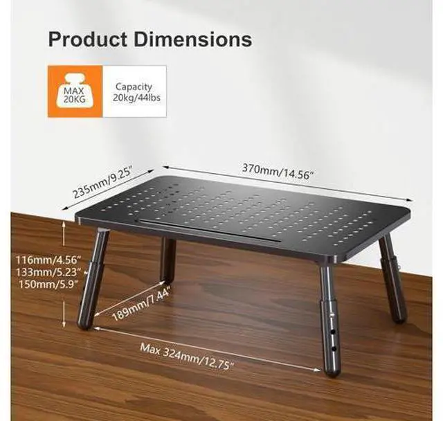 Alt view image 6 of 7 - Bracwiser Foldable Monitor Riser Metal Computer Stand for Desk 3 Height Adjustable Laptop Stand with Pen Storage, MST013