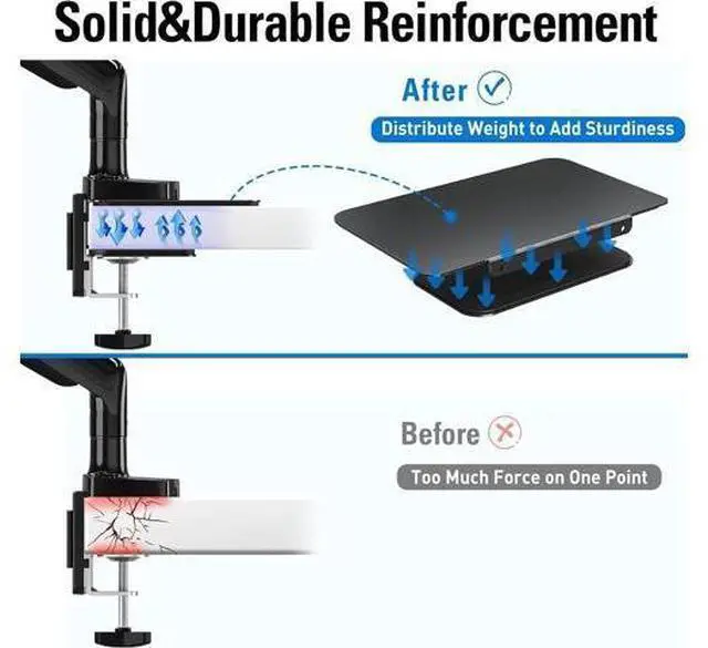Alt view image 2 of 7 - MOUNTUP Monitor Mount Reinforcement for Tempered Glass Desk, Monitor Arm Plate, Steel Bracket for Thin and Most Fragile Table, for Desk C Clamp Installation of Monitor Stand