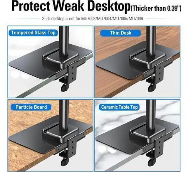 Alt view image 3 of 7 - MOUNTUP Monitor Mount Reinforcement for Tempered Glass Desk, Monitor Arm Plate, Steel Bracket for Thin and Most Fragile Table, for Desk C Clamp Installation of Monitor Stand