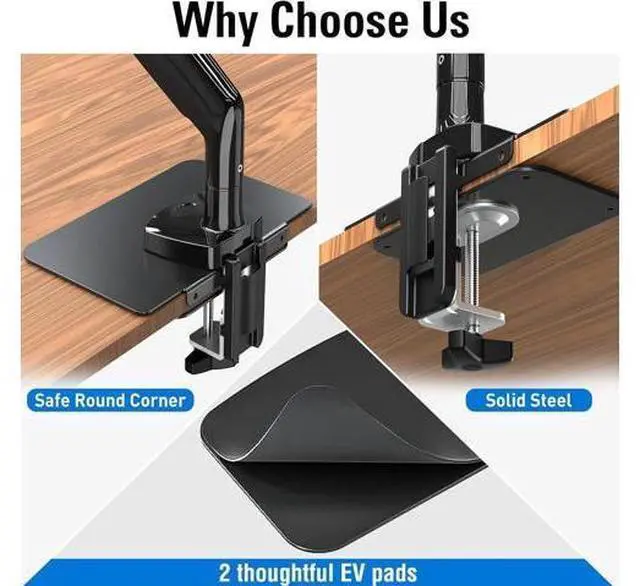 Alt view image 5 of 7 - MOUNTUP Monitor Mount Reinforcement for Tempered Glass Desk, Monitor Arm Plate, Steel Bracket for Thin and Most Fragile Table, for Desk C Clamp Installation of Monitor Stand