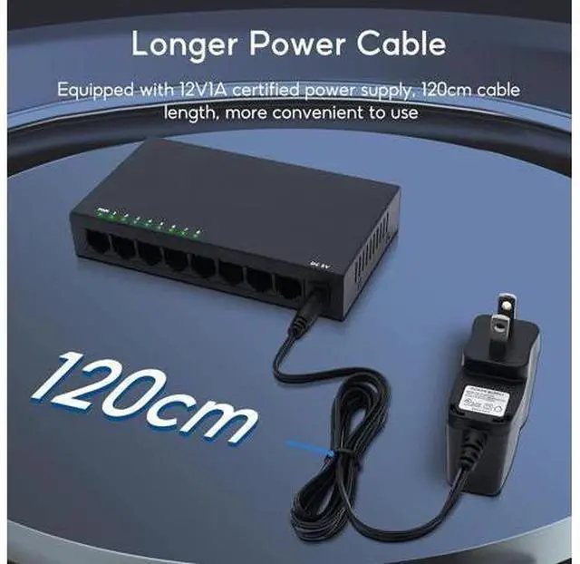 Alt view image 5 of 7 - SODOLA 8 Port Gigabit Ethernet Switch|Desktop/Wall-Mount|Plug & Play| Fanless |Metal Housing|Fanless Design|Desktop Ethernet Splitter|Quiet Unmanaged Network Switch