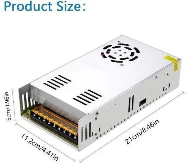 Alt view image 2 of 7 - SHNITPWR 24V DC Power Supply 15A 360W AC/DC Adapter, 24 Volt 15 Amp Switching Power Converter Transformer LED Driver 110V / 220V AC in for LED Light Strip 3D Printer CCTV Security System LCD Monitor