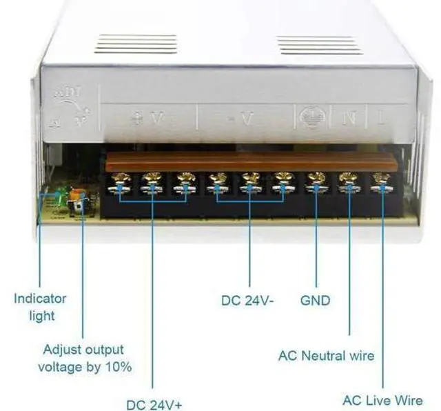 Alt view image 3 of 7 - SHNITPWR 24V DC Power Supply 15A 360W AC/DC Adapter, 24 Volt 15 Amp Switching Power Converter Transformer LED Driver 110V / 220V AC in for LED Light Strip 3D Printer CCTV Security System LCD Monitor