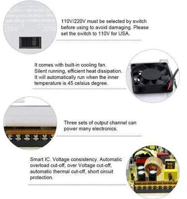 Alt view image 4 of 7 - SHNITPWR 24V DC Power Supply 15A 360W AC/DC Adapter, 24 Volt 15 Amp Switching Power Converter Transformer LED Driver 110V / 220V AC in for LED Light Strip 3D Printer CCTV Security System LCD Monitor