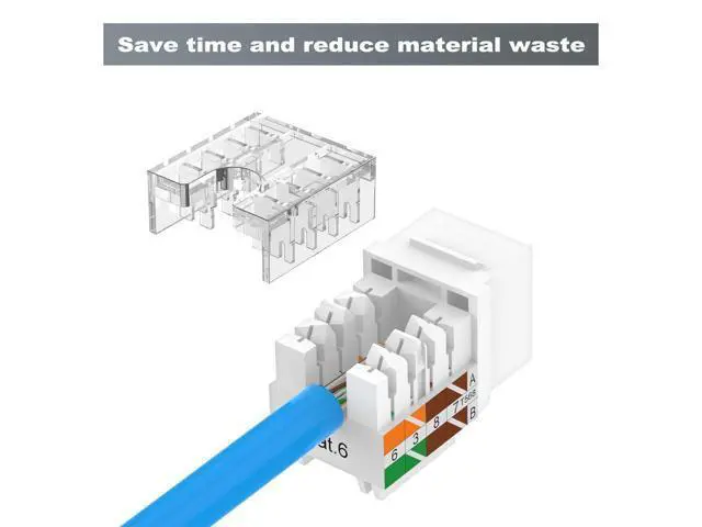 Alt view image 7 of 7 - VCELINK RJ45 Cat6 Keystone Jacks UL-Listed Slim Profile, 10-Pack Ethernet Punch Down Keystone UTP, 90-Degree Modular Keystone Connector Adapter, White