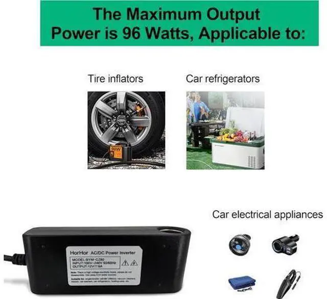Alt view image 2 of 5 - 96W 8A AC to DC Converter, Car Cigarette Lighter Adapter, 110v/120v to 12v AC/DC Adapter Power Supply for Convert a Wall Outlet to a Car Cigarette Lighter Socket