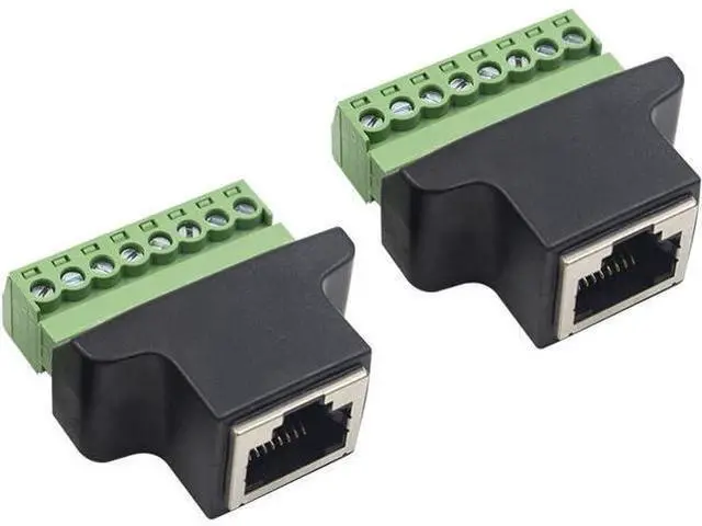 Alt view image 2 of 5 - Poyiccot RJ45 Breakout, RJ45 Screw Terminal Adaptor Connector, 2pack RJ45 8p8c Female Jack to 8 Pin Screw Terminal Connector for Cat7 Cat6 Cat5 Cat5e Ethernet Extender CCTV Digital DVR Network Adapter