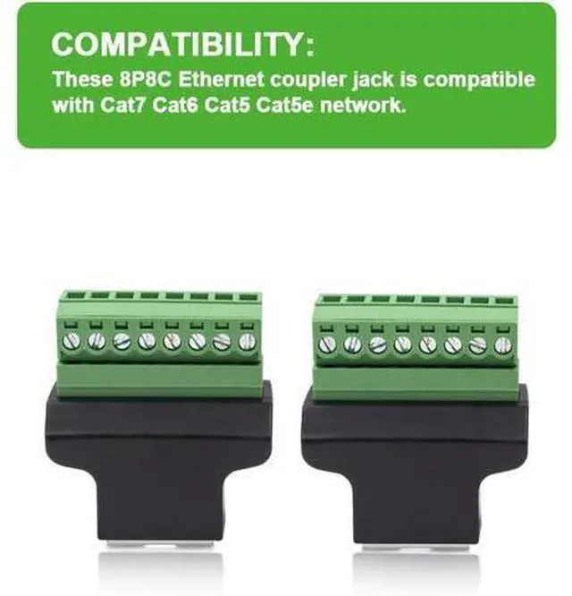 Alt view image 4 of 5 - Poyiccot RJ45 Breakout, RJ45 Screw Terminal Adaptor Connector, 2pack RJ45 8p8c Female Jack to 8 Pin Screw Terminal Connector for Cat7 Cat6 Cat5 Cat5e Ethernet Extender CCTV Digital DVR Network Adapter