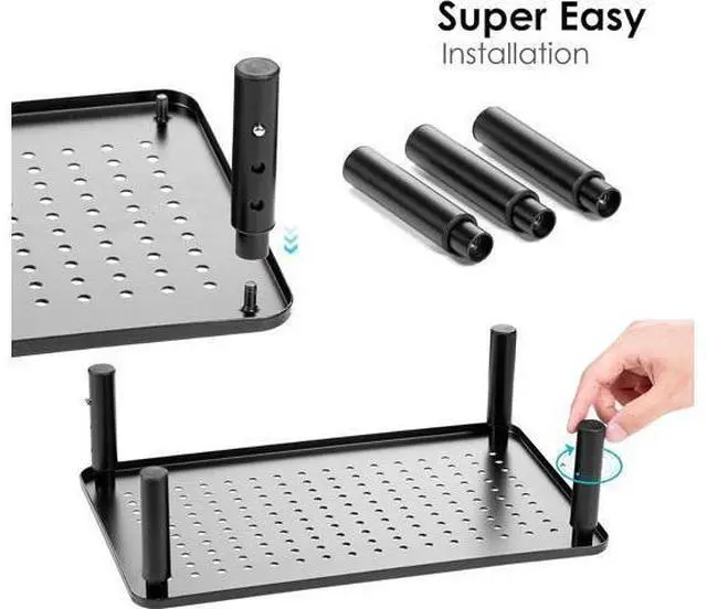 Alt view image 5 of 7 - TV/Monitor Riser Desktop Stand, Flat Screen, Sturdy Metal Laptop Computer Shelf for Printer, iMac, 3 Height Adjustable PC with Mesh Platform , 2 Pack