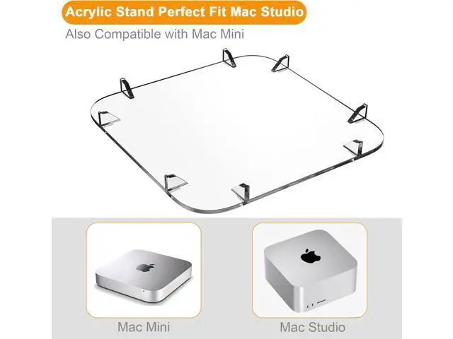 Alt view image 2 of 7 - Acrylic Desktop Stand for Mac Studio M2 Max, M2 Ultra, M1 Max, M1 Ultra - Mac Studio Stand Holder Compatible with Mac Studio and Mac mini, Clear