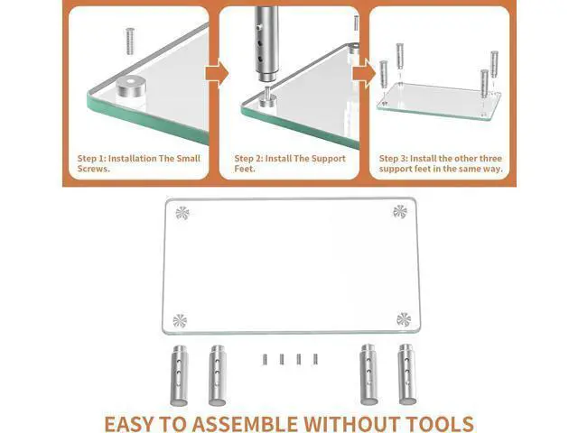 Alt view image 7 of 7 - Hemudu Monitor Stand -3 Adjustable Height Monitor Riser, Computer Monitor Stand, Desktop Organizer, Monitor Stand Riser for PC, Computer, Laptop Clear