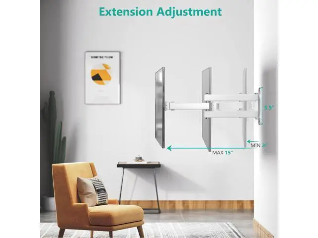Alt view image 5 of 7 - WALI TV Wall Mount Articulating LCD Monitor Full Motion 15 inch Extension Arm Tilt Swivel for Most 13 to 32 inch LED TV Flat Panel Screen with Mounting Holes up to 100x100mm (1330LM-W), White