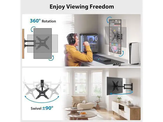 Alt view image 2 of 7 - Full Motion TV Monitor Wall Mount Bracket Articulating Arms Swivel Tilt Extension Rotation for Most 13-42 Inch LED LCD Flat Curved Screen TVs & Monitors, Max VESA 200x200mm up to 44lbs by Pipishell
