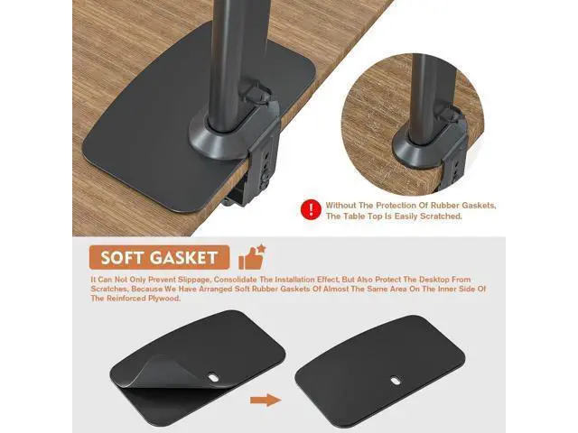 Alt view image 2 of 7 - Hemudu Monitor Mount Reinforcement Plate for Thin, Glass and Other Fragile Tabletop, Universal Steel Bracket Plate Fits Most Monitor Stand C Clamp Installation HD05B-001