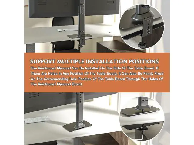 Alt view image 3 of 7 - Hemudu Monitor Mount Reinforcement Plate for Thin, Glass and Other Fragile Tabletop, Universal Steel Bracket Plate Fits Most Monitor Stand C Clamp Installation HD05B-001