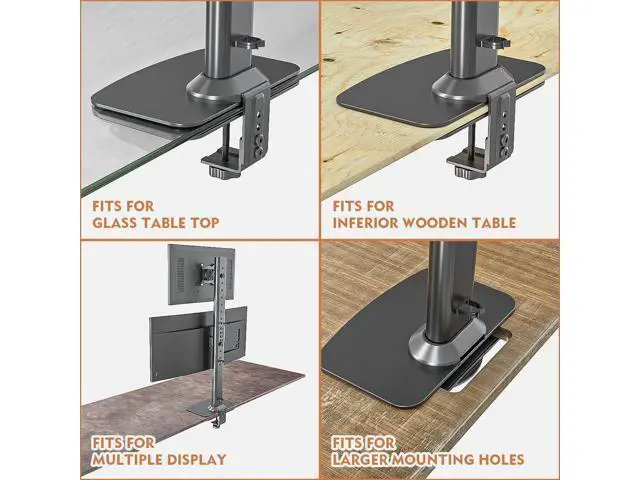 Alt view image 7 of 7 - Hemudu Monitor Mount Reinforcement Plate for Thin, Glass and Other Fragile Tabletop, Universal Steel Bracket Plate Fits Most Monitor Stand C Clamp Installation HD05B-001