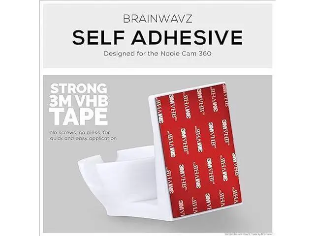 Alt view image 3 of 7 - Adhesive Wall Mount for Nooie Cam 360 Baby Monitor Camera Shelf Holder, Easy to Install, No Tools Needed, No Mess, No Drilling, Strong Mount, White by Brainwavz