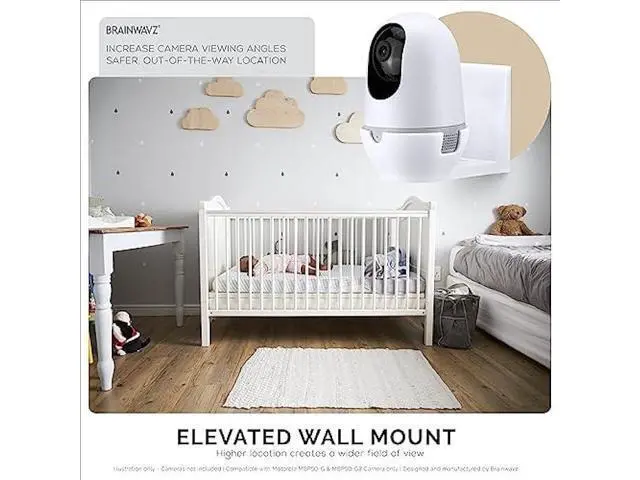 Alt view image 4 of 7 - Adhesive Wall Mount for Nooie Cam 360 Baby Monitor Camera Shelf Holder, Easy to Install, No Tools Needed, No Mess, No Drilling, Strong Mount, White by Brainwavz