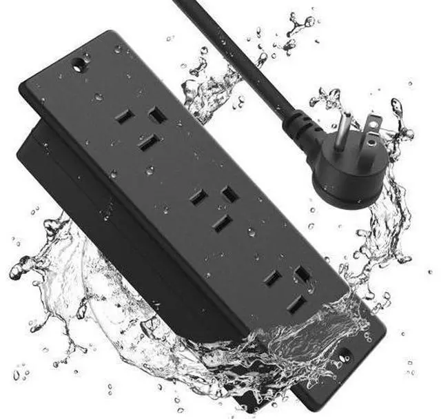 Main image of Conference Recessed Power Strip Socket Waterproof,Conference Table Power Strip,Waterproof Furniture Recessed Power Strip,Flush Mount Power Strip with 3 Outlets,6ft Extension Cord with Flat Plug Black