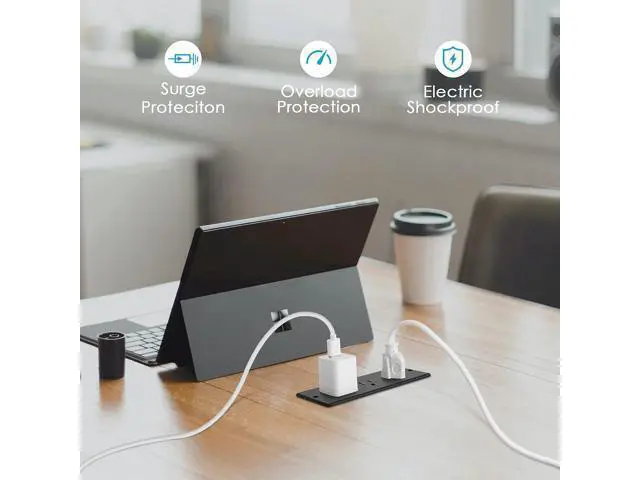 Alt view image 4 of 7 - Conference Recessed Power Strip Socket Waterproof,Conference Table Power Strip,Waterproof Furniture Recessed Power Strip,Flush Mount Power Strip with 3 Outlets,6ft Extension Cord with Flat Plug Black