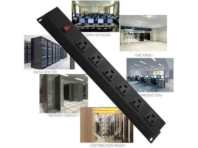 Alt view image 6 of 7 - Metal Wall Mount Power Strip, Mountable Power Outlet with 6 AC Outlets, Aluminum Alloy Mount Power Socket with Switch, 6 FT SJT 3/C 14AWG Power Cord, 15A 125V 1875W (6AC) Black