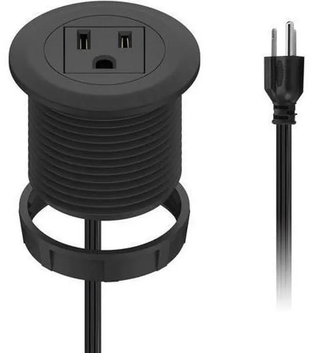 Main image of Mini Desktop Power Hub Grommet Socket, Flush-Mount Desk Outlet Build-in 1 US Standard Outlet with 6.56 FT Extension Power Cord, Recessed Power Strip Socket for Desk Nightstand Cabinet Counter