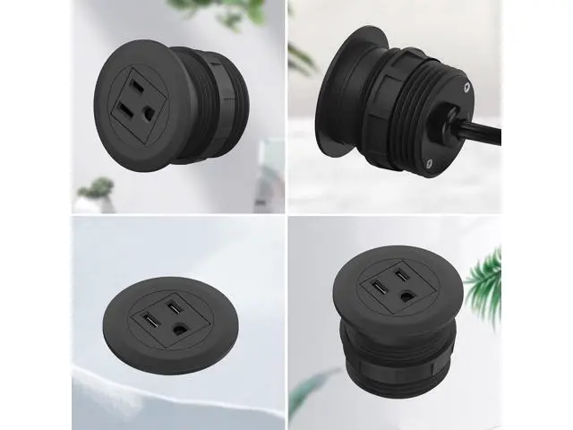 Alt view image 3 of 7 - Mini Desktop Power Hub Grommet Socket, Flush-Mount Desk Outlet Build-in 1 US Standard Outlet with 6.56 FT Extension Power Cord, Recessed Power Strip Socket for Desk Nightstand Cabinet Counter
