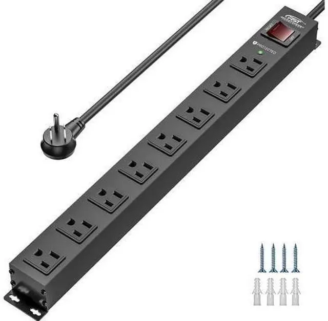 Main image of CRST 8 Outlet Metal Heavy Duty Power Strip, 2100J Power Strip Surge Protector, 6FT Cord Mountable Power Strip for Home Office Garage Workshop School, Wide Spaced Industrial Power Strip15A/1875W