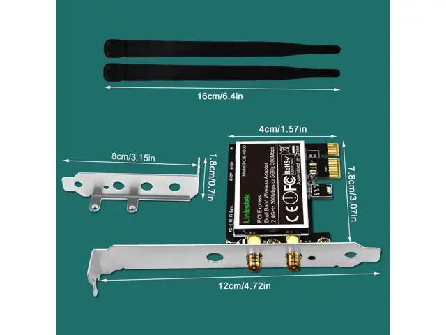 Alt view image 7 of 7 - Wireless N 600Mbps (2.4GHz 300Mbps and 5GHz 300Mbps) PCIE WiFi Adapter, PCIE WiFi Card, QUALCOMM Atheros AR946X Wireless Network Adapter for Windows 10 8.1 8 7 XP Desktop PCs (PCIE-N600)