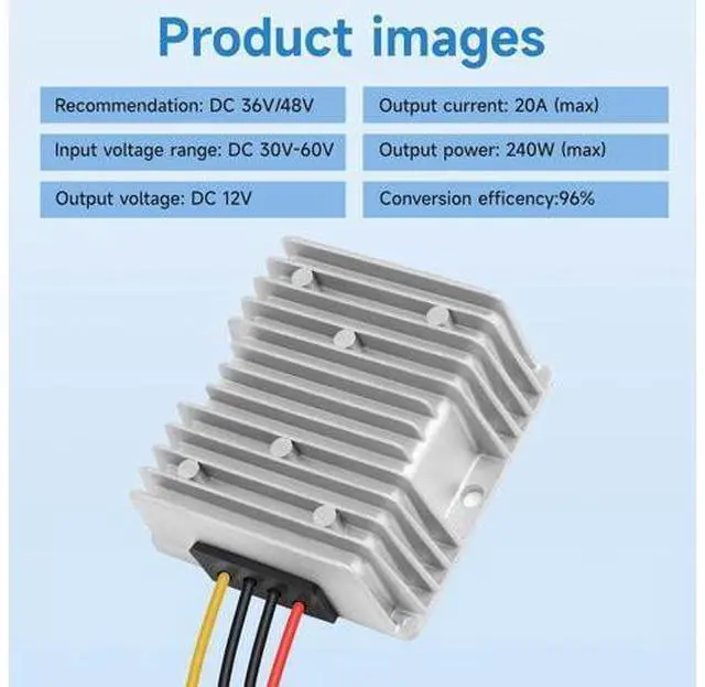 Alt view image 2 of 6 - DC-DC 36V 48V to 12V 20A 240W Step Down Converter Golf Cart Voltage Regulator Reducer Transformer with Fuse Waterproof