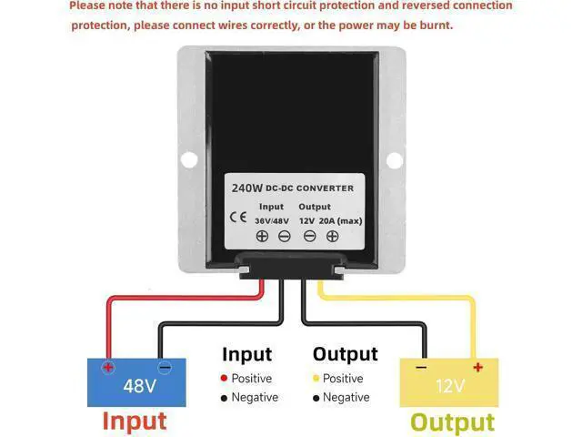 Alt view image 3 of 6 - DC-DC 36V 48V to 12V 20A 240W Step Down Converter Golf Cart Voltage Regulator Reducer Transformer with Fuse Waterproof