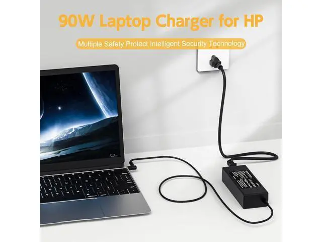 Alt view image 4 of 7 - 90W Laptop Charger for HP Envy 13 15 17 M6 M7 X360; HP Pavilion X360 11 13 14 15 17, Stream 11 13 14 AC Adapter; HP Spectre X360 13 15, Elitebook Power Supply Cord (Smart Blue Tip)