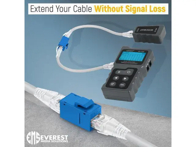 Alt view image 4 of 7 - Everest Media Solutions RJ45 CAT6 Keystone Coupler in Blue - 12-Pack - Female to Female Ethernet Keystone Jack for Standard Wall Plates & Patch Panels - UTP Inline RJ45 Coupler Extender