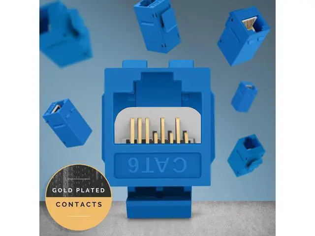Alt view image 5 of 7 - Everest Media Solutions RJ45 CAT6 Keystone Coupler in Blue - 12-Pack - Female to Female Ethernet Keystone Jack for Standard Wall Plates & Patch Panels - UTP Inline RJ45 Coupler Extender