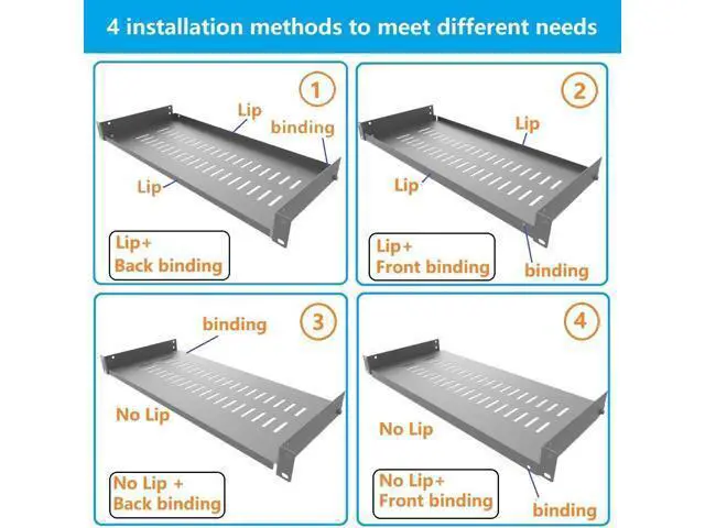 Alt view image 3 of 7 - Jingchengmei 1U Disassembled Vented Cantilever Server Rack Mount Shelf 8"(203mm) Depth for 19-Inch Network/AV Equipment Rack and Cabinet(1U8V)
