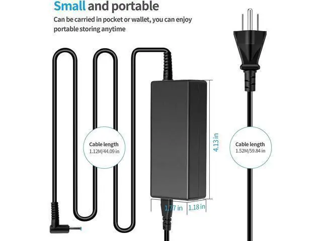 Alt view image 3 of 6 - HP 45W 19.5V 2.31A Laptop Charger for HP Stream 11 13 14, Pavilion, Elitebook Folio, Spectre, Pavilion Touchsmart, Spectre Ultrabook, AC Adapter Power Supply (4.5mm x 3mm)