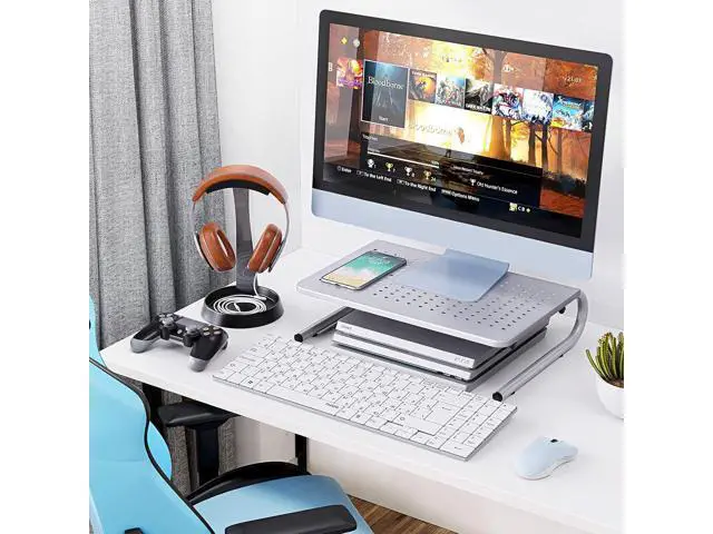 Alt view image 6 of 6 - HUANUO Monitor Stand Riser, Monitor Riser, Laptop Stand, Laptop Shelf w/Vented Metal, Desktop Computer Stand for Screen, Laptops, Printer, Laptop Riser for Home & Office, Monitor Riser Stand for Desk