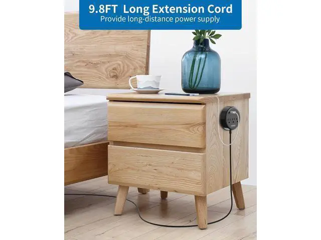 Alt view image 5 of 7 - 2 Prong Power Strip with 10ft Extension Cord, NTONPOWER 1875W/15A, 180° Rotating Plug, 2 Prong to 3 Prong Outlet Adapter, Wall Mountable, 3 AC Outlets & 2 USB, Ideal for Older House Office Desktop