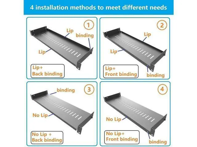 Alt view image 3 of 7 - Jingchengmei 1U Disassembled Vented Cantilever Server Rack Mount Shelf 6"(152mm) Depth for 19-Inch Network/AV Equipment Rack and Cabinet(1U6V)