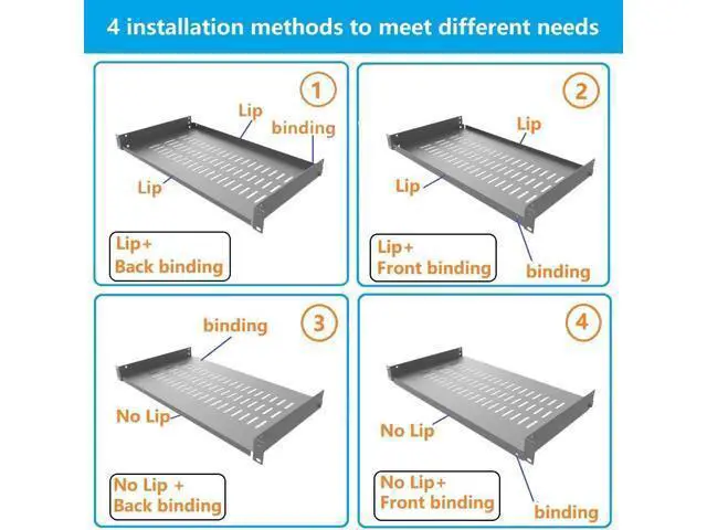 Alt view image 3 of 7 - Jingchengmei 1U Disassembled Vented Cantilever Server Rack Mount Shelf 10"(254mm) Depth for 19-Inch Network/AV Equipment Rack and Cabinet(1U10V)