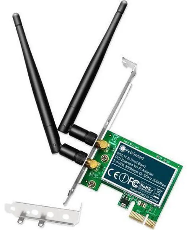 Main image of Wireless N Dual Band 600Mbps (2.4GHz 300Mbps or 5GHz 300Mbps) PCIE WiFi Adapter for Windows 11, 10, 8.x, 7, XP (32/64bit) and Windows Server Desktop PCs, 2X2 MIMO PCIE WiFi Card (FS-N600)