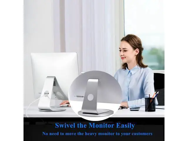 Alt view image 3 of 7 - Aluminum 360° Rotation Monitor Swivel Base Computer Screen Monitor Turntable Stand Flat Panel TV Rotating Mat for iMac Laptop Potted Plants Arts Crafts Products Display Stand