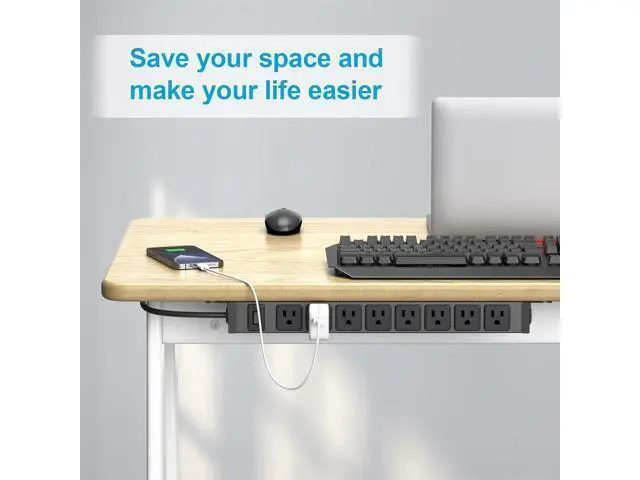 Alt view image 6 of 7 - HHSOET Metal 360° Rotating Mountable Power Strip, 8 Outlet Gaming Table Mounted Outlet Strip, Heavy Duty Wall Mount Surge Protector with Switch, 15A 125V 1875W, 6ft Power Cord.(Black)