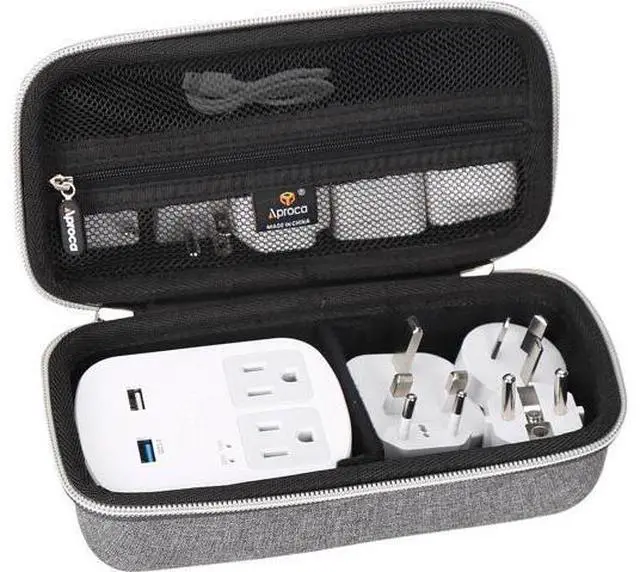 Main image of Aproca Grey Hard Travel Storage Protective Case, for Ceptics World Travel Adapter Kit