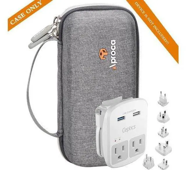 Alt view image 5 of 7 - Aproca Grey Hard Travel Storage Protective Case, for Ceptics World Travel Adapter Kit
