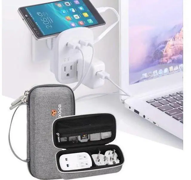 Alt view image 4 of 7 - Aproca Grey Hard Travel Storage Protective Case, for Ceptics World Travel Adapter Kit