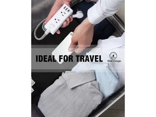 Alt view image 7 of 7 - 10 Ft Power Strip Surge Protector, Extension Cord with 6 Widely Outlets 3 USB Ports (1 USB C), 3-Side Outlet Extender Strip, Flat Plug, Wall Mount Small Power Strip for Travel Home Office College Dorm